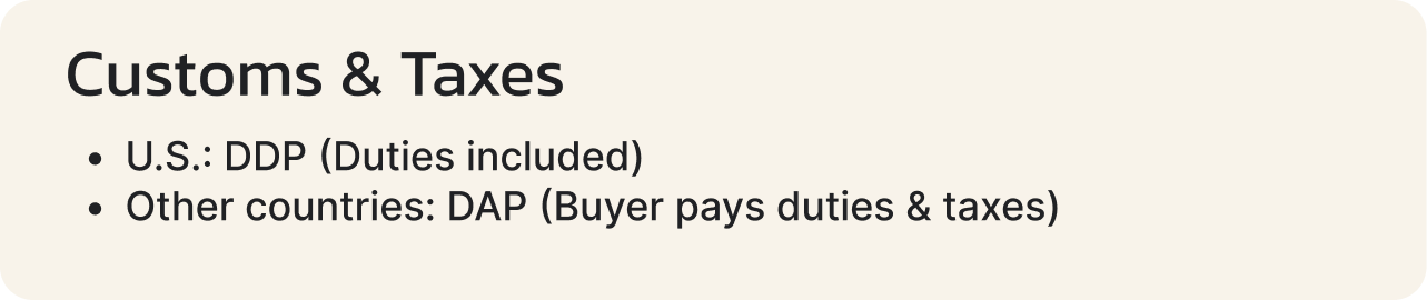 Customs and Taxes