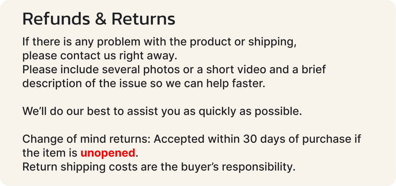 Refunds and Returns